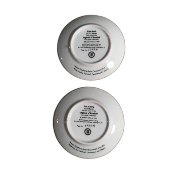 Bradford Exchange Mini Plates 3.5" Babe Ruth and Lou Gehrig - Picture 2 of 3